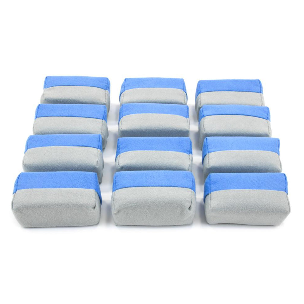 Saver Applicator Smooth - Microfiber Suede Applicator Sponge with Plastic Barrier - Blue & Gray - 12 pack