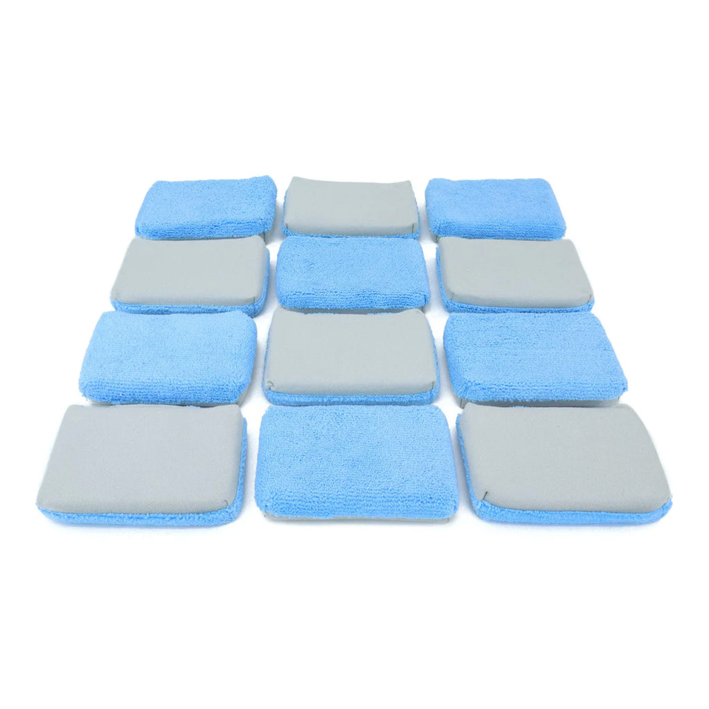 Thin [Saver Applicator Half/Half] Microfiber Coating Applicator Sponge with Plastic Barrier -  1 side Suede and 1 side Terry