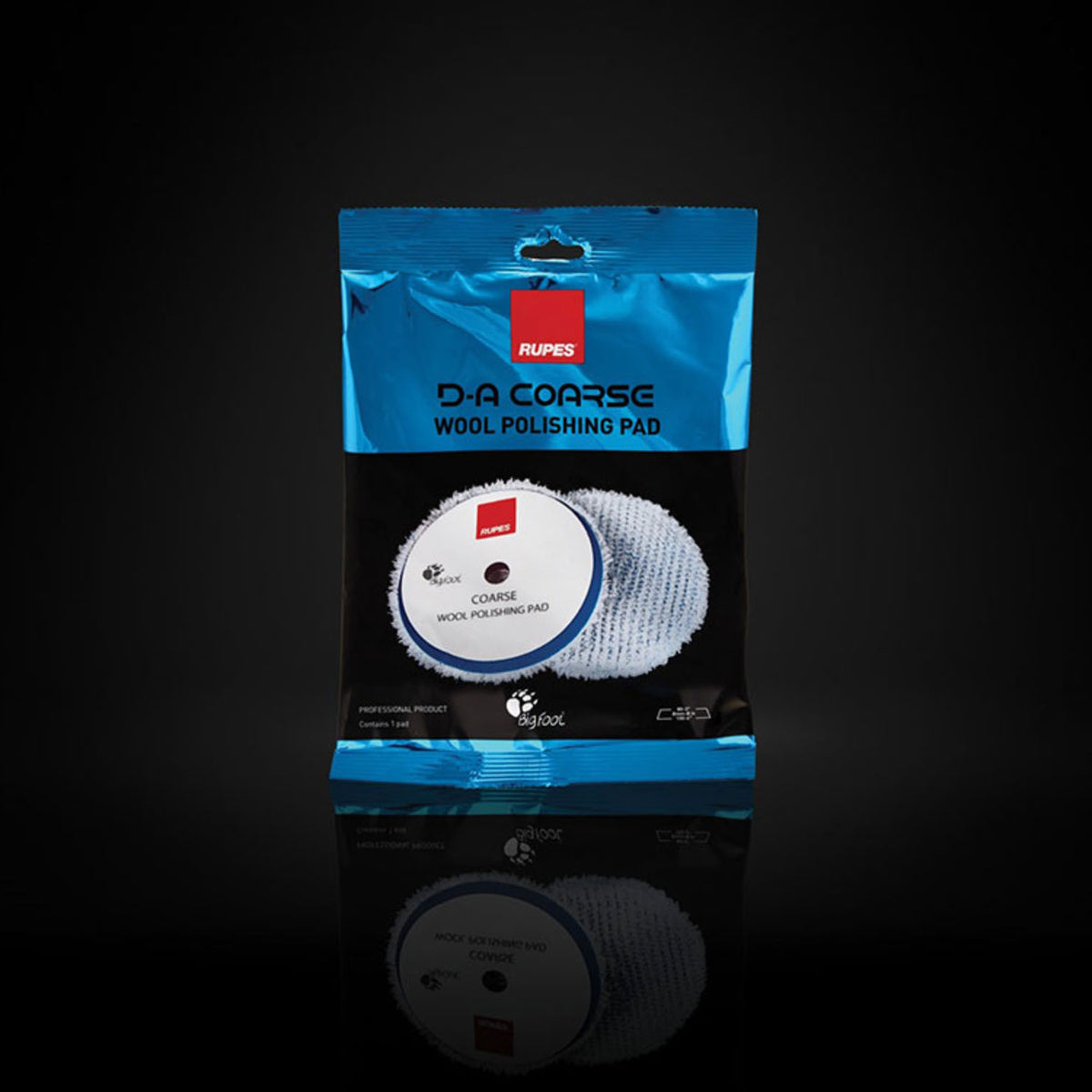 Rupes Course Wool Polishing Pads (Blue) in package, The Polishing School, California